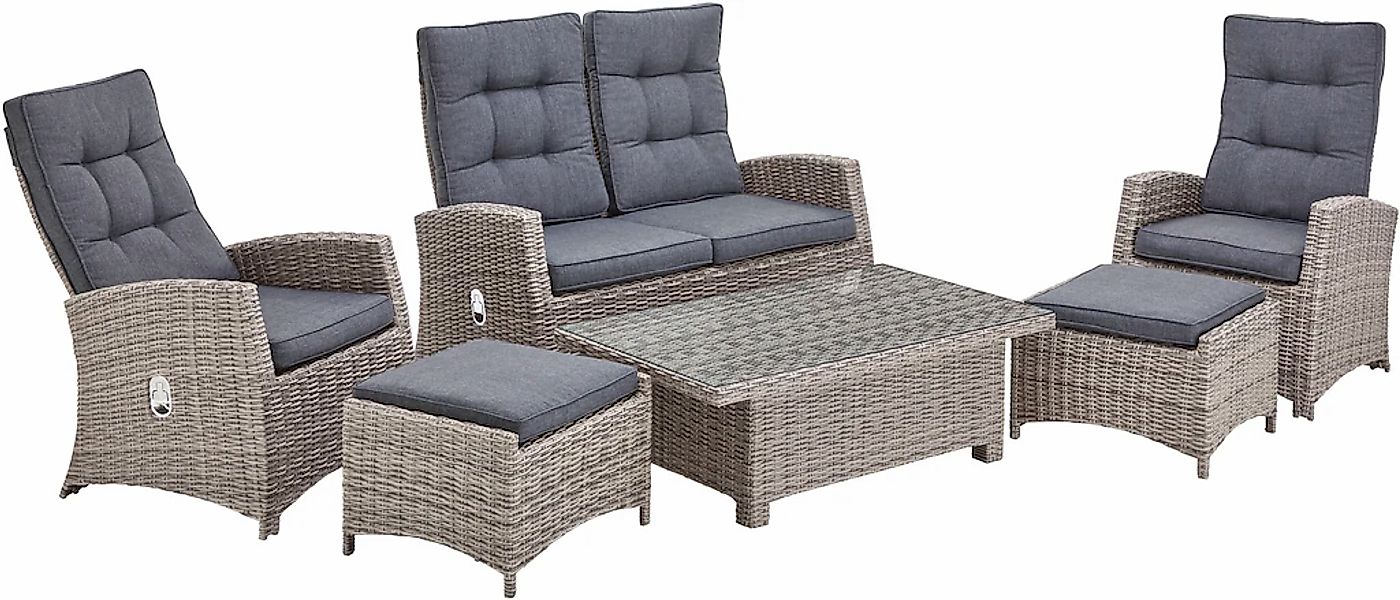 KONIFERA Gartenlounge-Set "Monaco" Set, 2x Sessel, 1x2er Sofa, 2x Hocker, 1 günstig online kaufen