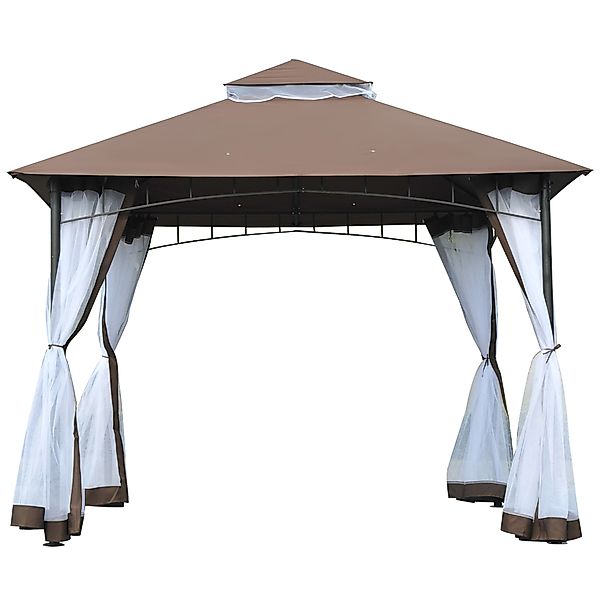 Outsunny Gartenpavillon Pavillon 3 x 3 Doppeldach mit abnehmbaren Moskitone günstig online kaufen