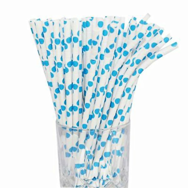 LUXENTU Papier-Trinkhalm hellblau/weiß gepunktet mit Knick 100 Stück Trinkh günstig online kaufen