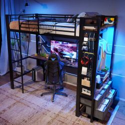 TavilaEcon Hochbett mit Trockenstab & Einlegeböden, günstig online kaufen