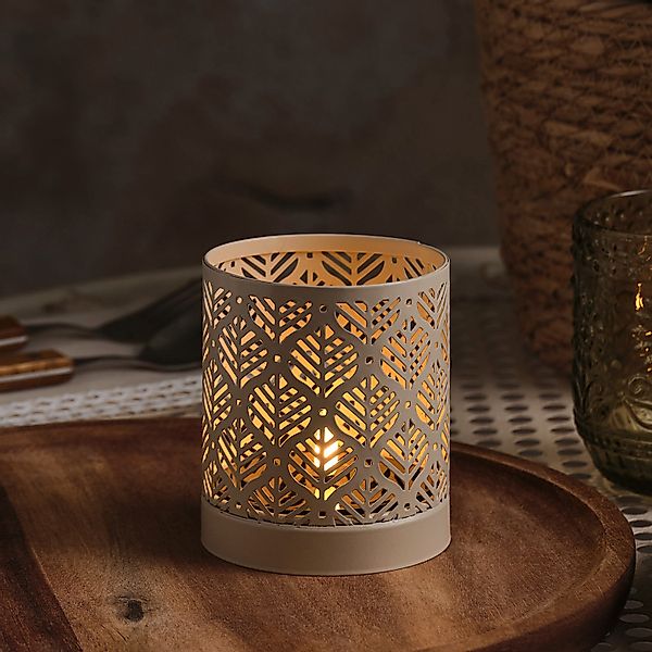 Solarlaterne mit Blattmuster aus Metall günstig online kaufen