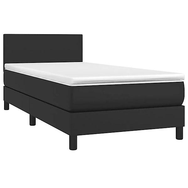 vidaXL Boxspringbett mit Matratze & LED Schwarz 90x200 cm Kunstleder 313408 günstig online kaufen