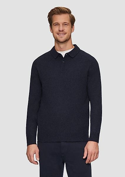 s.Oliver Strickpullover Softer Polo-Strickpullover aus reiner Wolle Rippble günstig online kaufen