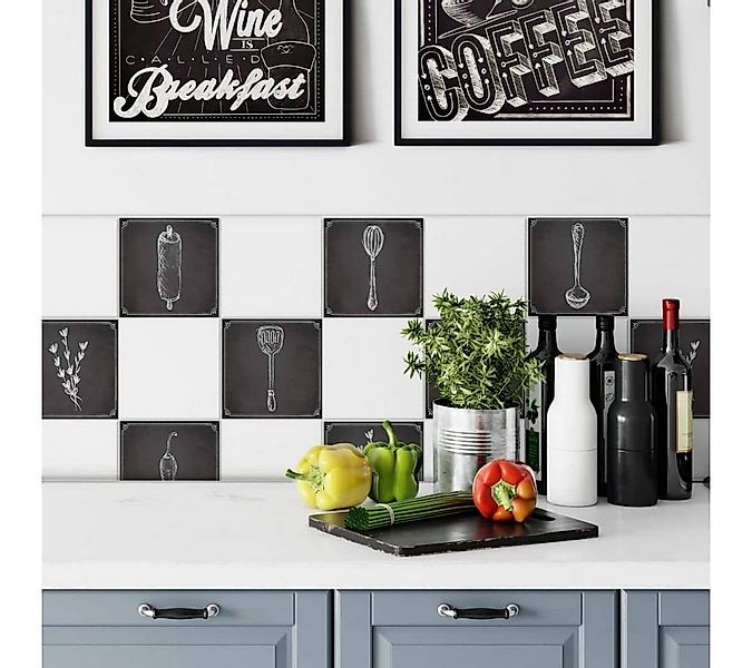 K&L Wall Art Fliesenaufkleber Klebefliese Sticker Set selbstklebend Matt Ta günstig online kaufen