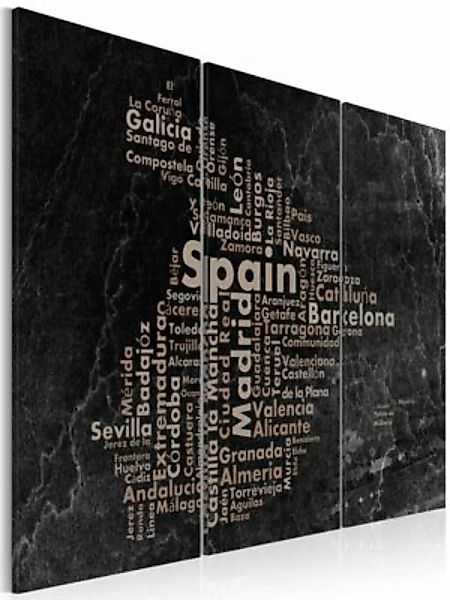 artgeist Wandbild Text map of Spain on the blackboard - triptych creme/grau günstig online kaufen