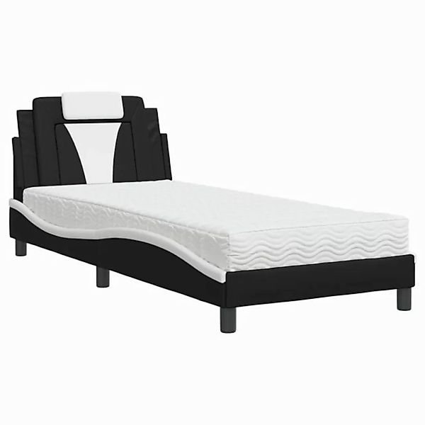 vidaXL Bett Bett mit Matratze Schwarz und Weiß 80x200 cm Kunstleder günstig online kaufen