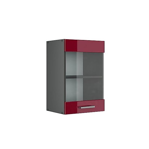Vicco Küchenglasschrank R-Line Glashängeschrank Bordeaux Hochglanz/Anthrazi günstig online kaufen
