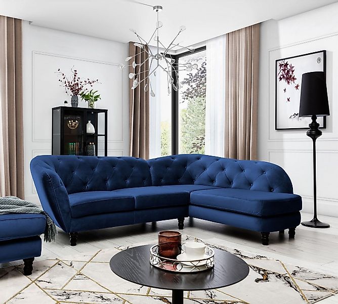 Fun Möbel Ecksofa Ecksofa Designersofa CHARLOTTE in Stoff Matt Velvet, 1 Te günstig online kaufen