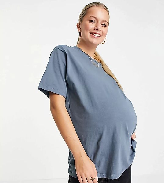 ASOS DESIGN Maternity – Ultimate – Oversize-T-Shirt in Delfingrau günstig online kaufen