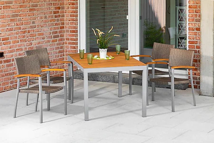 MERXX Garten-Essgruppe »Silano« 5 Stk. tlg. 4 stapelbare Gartensessel, Gart günstig online kaufen