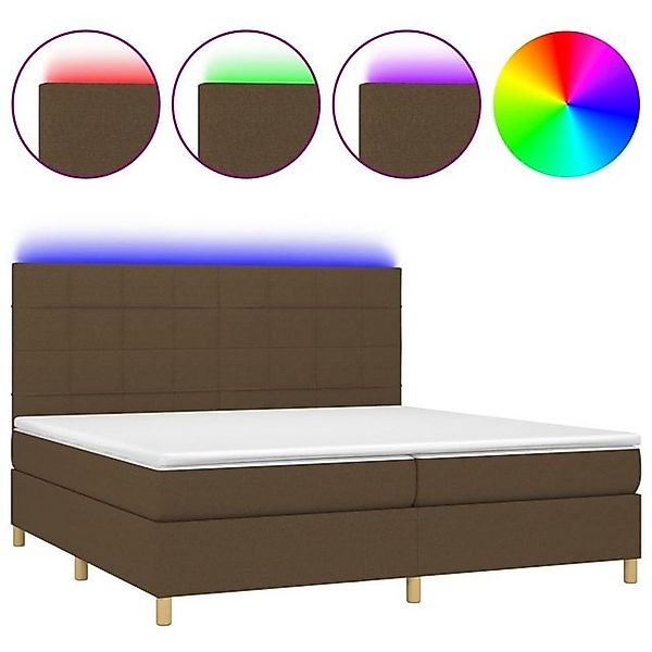 vidaXL Boxspringbett Boxspringbett mit Matratze LED Dunkelbraun 200x200 cm günstig online kaufen