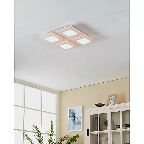 Eglo LED-Deckenleuchte Padrogiano-Z 45 cm x 45 cm Weiß günstig online kaufen
