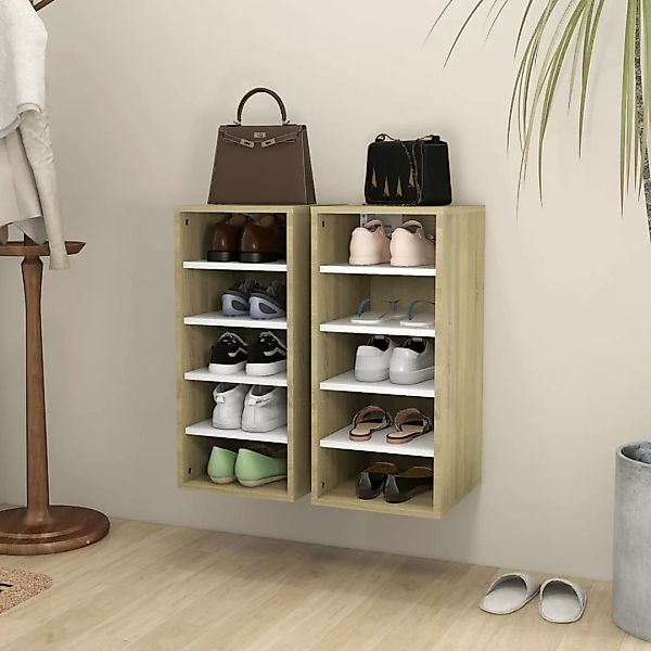 Schuhschrenke 2 Stk. Weiß Sonoma-eiche 31,5x35x70 Cm Spanplatte günstig online kaufen