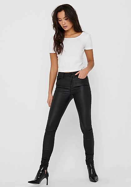 Only Damen Jeans onlANNE K MID WAIST COATED JEANS - Skinny Fit - Schwarz - günstig online kaufen