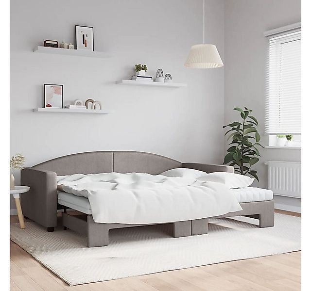 vidaXL Gästebett Gästebett Tagesbett Ausziehbar mit Matratzen Taupe 90x200 günstig online kaufen