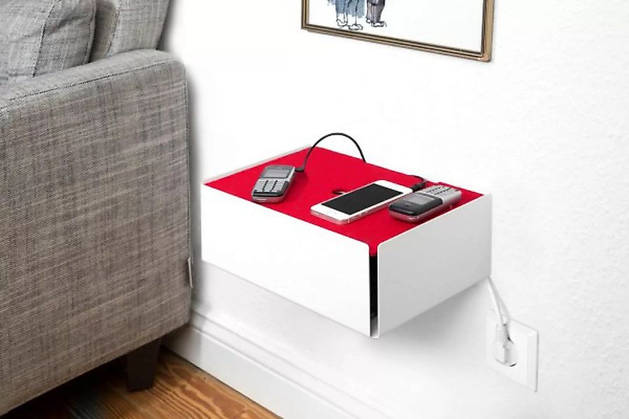 Kabelbox CHARGE-BOX weiß Filz rot günstig online kaufen