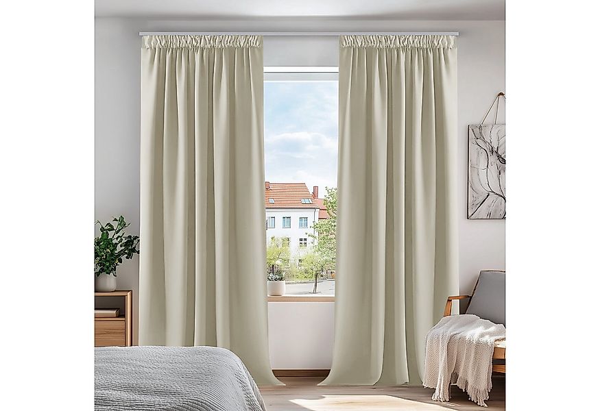 Deconovo Verdunkelungsvorhang Gardinen mit Kräuselband Blickdicht Vorhänge günstig online kaufen