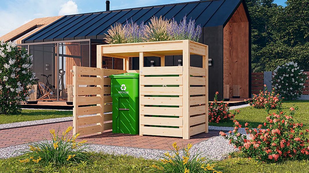 Karibu "Mülltonnenunterstand mit Hochbeet" naturbelassen oder anthrazit günstig online kaufen