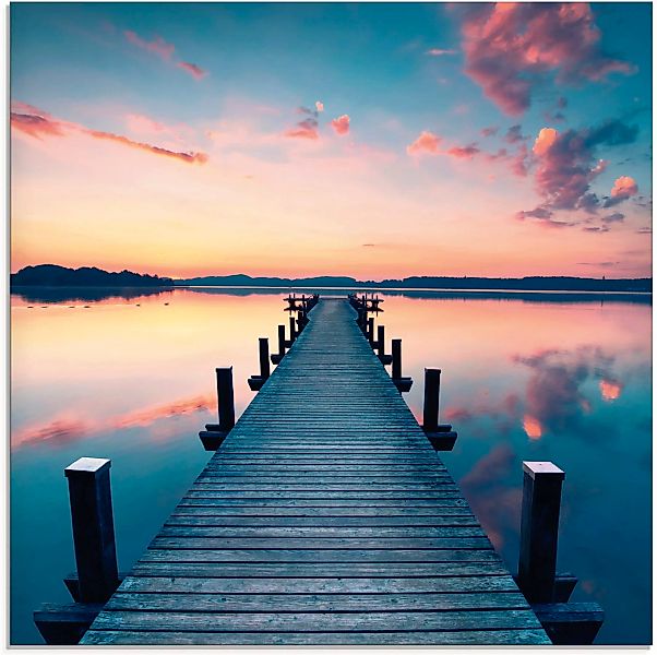 Artland Glasbild "Langer Pier am See im Sonnenaufgang", Gewässer, (1 St.), günstig online kaufen