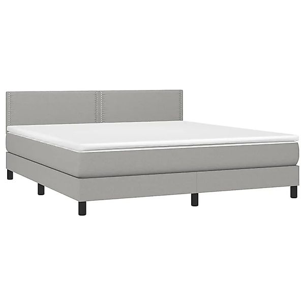 vidaXL Boxspringbett mit Matratze & LED Hellgrau 180x200 cm Stoff 3133093 günstig online kaufen