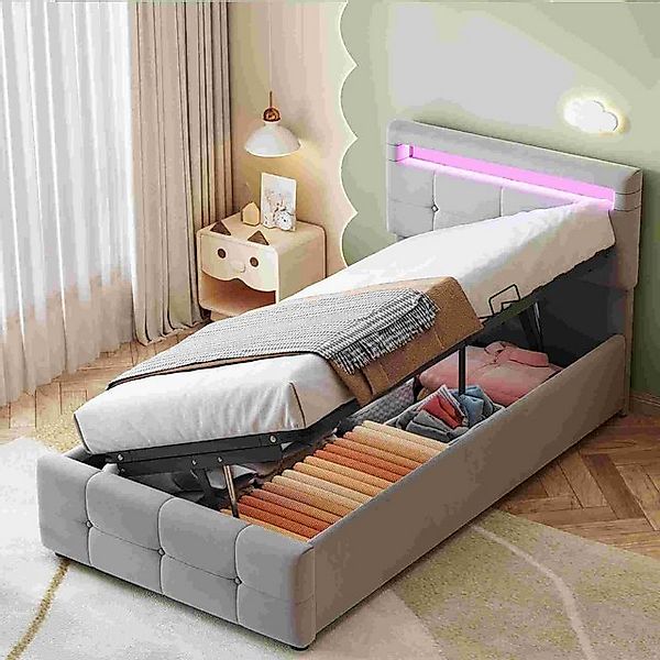 BlingBin Polsterbett Einzelbett Funktionsbett Kinderbett Jugendbett, 90x200 günstig online kaufen