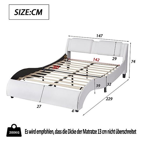 STILVORA Polsterbett 140×200 Bettgestell mit Matratze,Jugendbett mit LED un günstig online kaufen