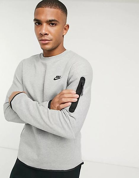 Nike – Tech Fleece – Sweatshirt mit Rundhalsausschnitt in Grau günstig online kaufen