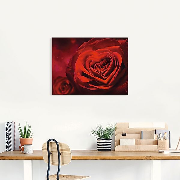 Artland Wandbild »Valentinseinladung mit Herzen und Rosen«, Blumen, (1 St.) günstig online kaufen