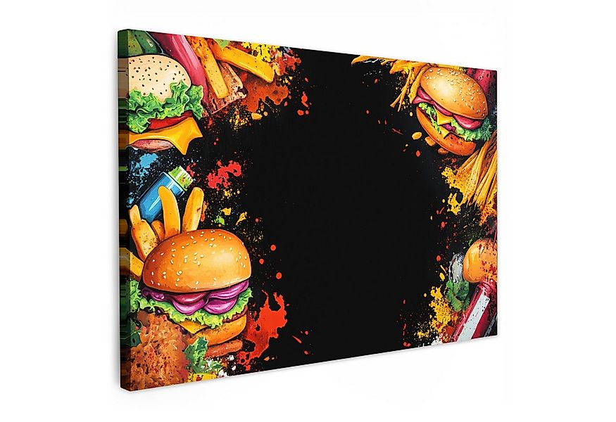 OneMillionCanvasses® Leinwandbild Fastfood - Graffiti - Hamburger - Lebensm günstig online kaufen