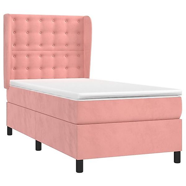 vidaXL Boxspringbett, Boxbett mit Matratze Rosa 100x200 cm Samt günstig online kaufen