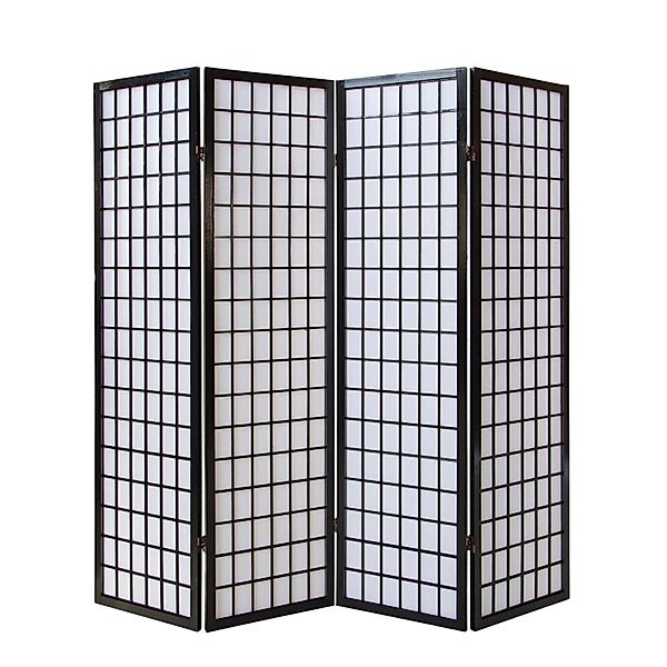 Homestyle4u 4-tlg. Paravent in Schwarz 176x175 cm 164 günstig online kaufen