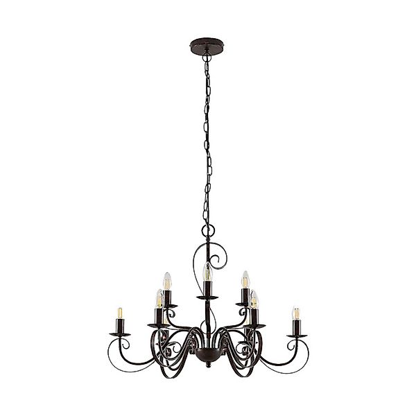Lindby Kronleuchter Caleb 9620631 Landhaus Vintage Rustikal in Braun aus Me günstig online kaufen