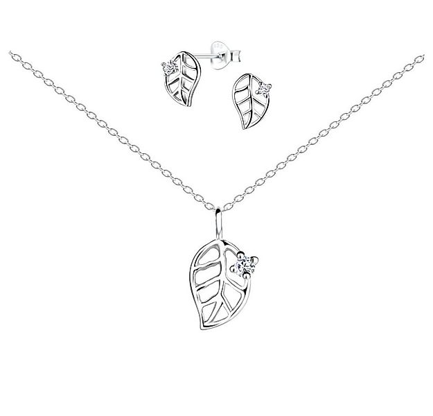 ALEXANDER YORK Schmuckset LEAF ZIRKONIA cut-out Design, 4-tlg. (Kette mit A günstig online kaufen