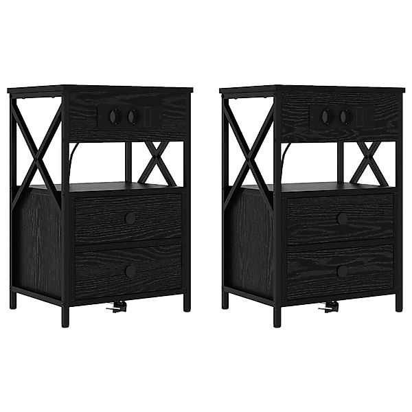 vidaXL Nachttisch 2 Stk Schwarze Eiche 40 x 31 x 60 cm Holzwerkstoff 859461 günstig online kaufen