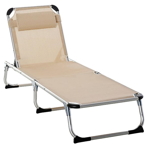 Outsunny Gartenliege beige Aluminium B/H/L: ca. 60x28x189 cm günstig online kaufen