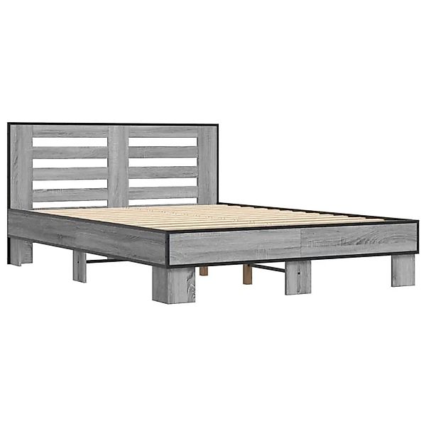 vidaXL Bettgestell Grau Sonoma 140x200 cm Holzwerkstoff und Metall 3280105 günstig online kaufen