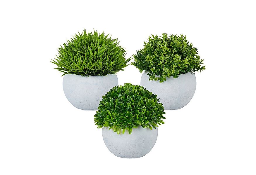 Kunstpflanze im Topf 3er Set Gras, Buchsbaum, relaxdays, Höhe 12 cm, A günstig online kaufen
