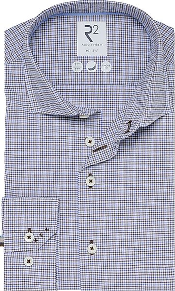 R2 Hemd Classic Karos Blau - Größe 38 günstig online kaufen