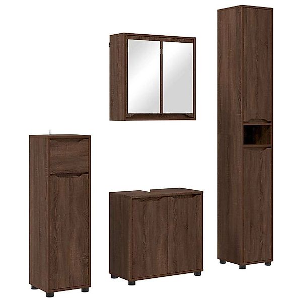 vidaXL Badezimmermöbel-Set 4-Tlg Braun Eichen-Optik Holzwerkstoff 3403847 günstig online kaufen