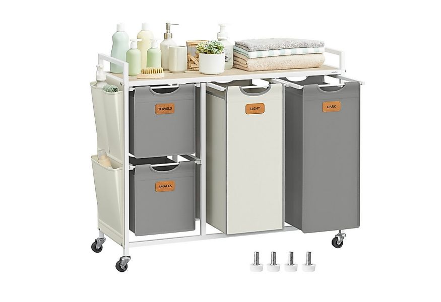 VASAGLE Wäschekorb, Wäschesammler, Wäschesortierer, Rollen, Wäschewagen mit günstig online kaufen