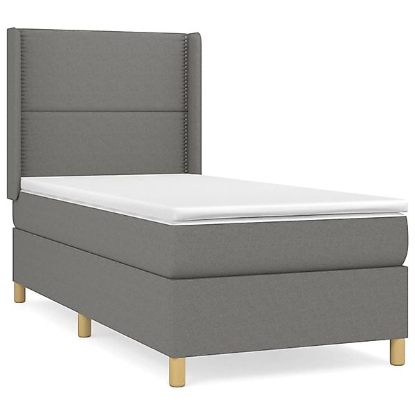 vidaXL Boxspringbett mit Matratze Dunkelgrau 100x200 cm Stoff 3131890 günstig online kaufen