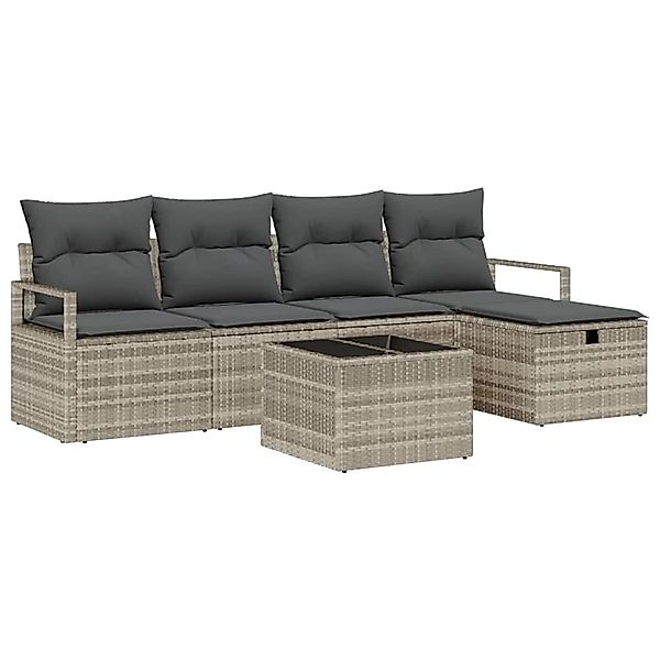 vidaXL 6-Teiliges Garten-Sofa-Set mit Hellgrauen Kissen aus Poly Rattan 336 günstig online kaufen