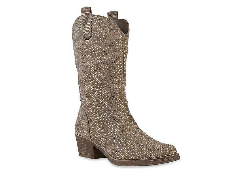 VAN HILL 840905 Cowboystiefel Damen Cowboystiefel Stiefel Spitze Strass Wes günstig online kaufen