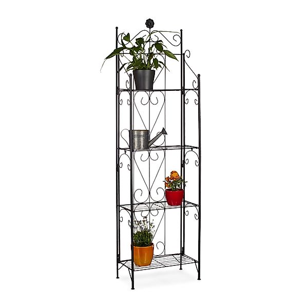 relaxdays Blumenständer Blumenregal Metall 4 Ablagen günstig online kaufen