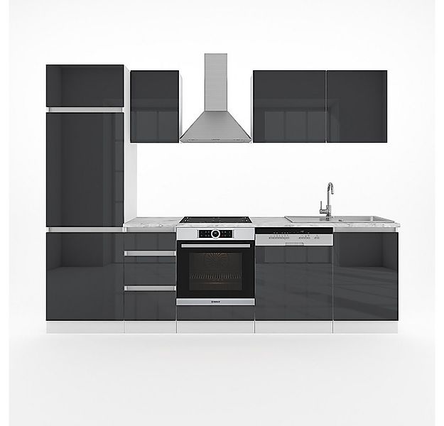 Vicco Küchenzeile Optima, Anthrazit Hochglanz/Weiß, 270 cm ohne Arbeitsplat günstig online kaufen