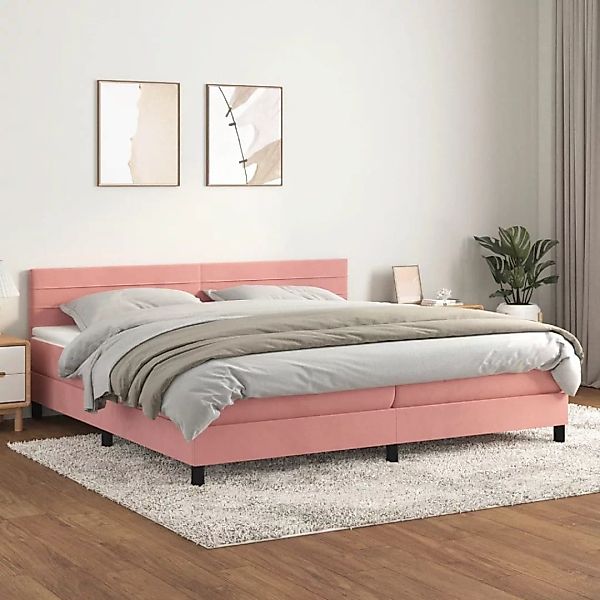 vidaXL Boxspringbett Boxspringbett mit Matratze Rosa 200x200 cm Samt Bett B günstig online kaufen