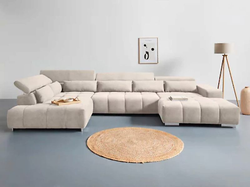 COTTA Wohnlandschaft "Orion U-Form", mit Kopfteilverstellung & 6 Nierenkiss günstig online kaufen