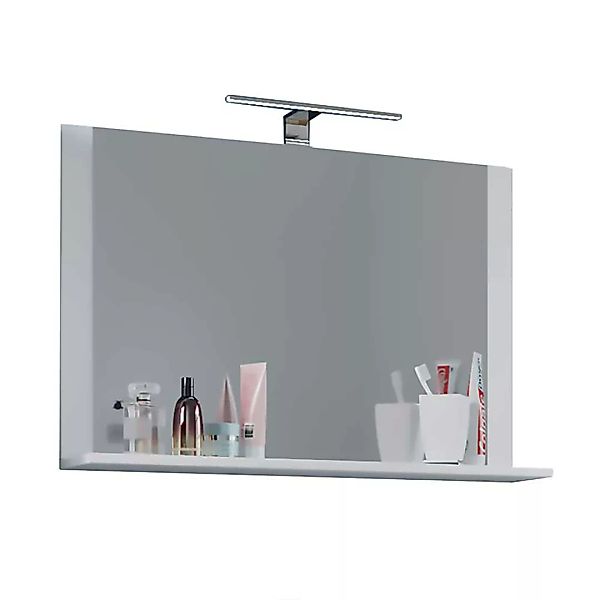 Badezimmer Spiegel weiß in modernem Design mit Ablage günstig online kaufen