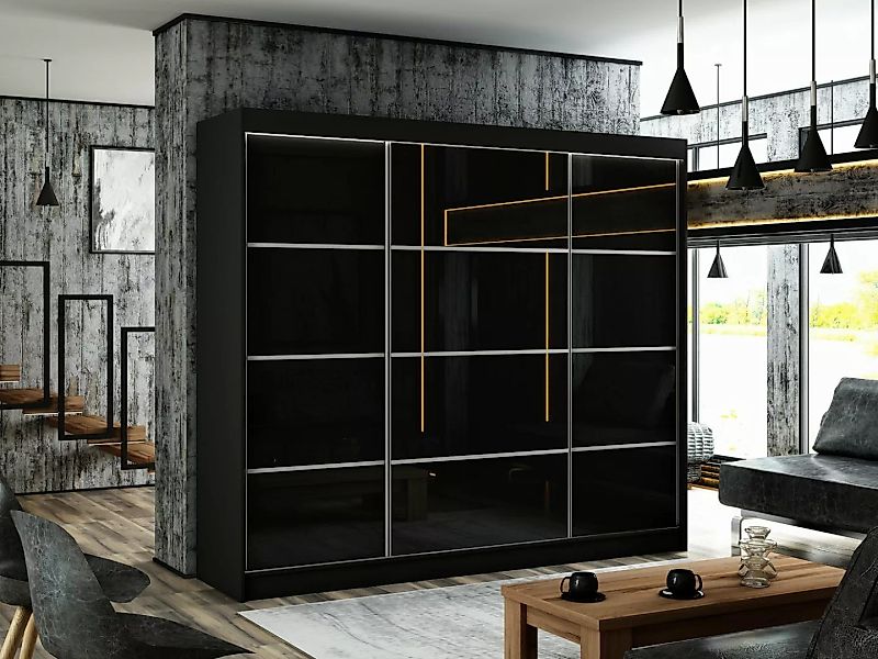 ALTDECOR Schiebetürenschrank PEKA3 (Kleiderschrank Aluminium-Leisten Lacobe günstig online kaufen