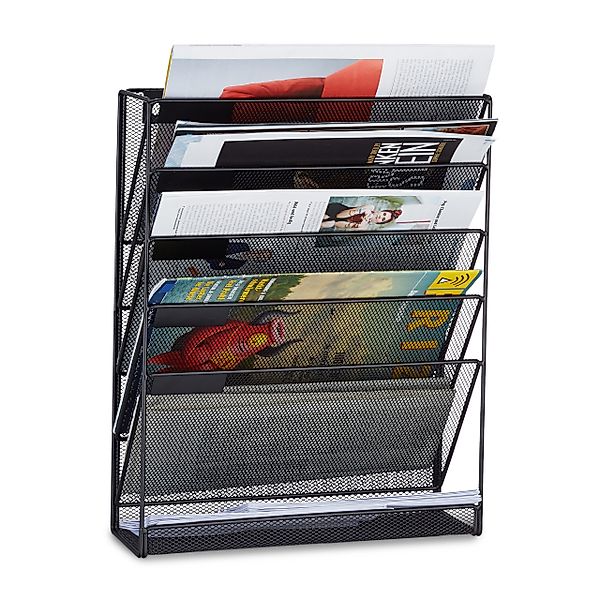 relaxdays Zeitungsständer Zeitschriftenhalter Wand, Schwarz günstig online kaufen
